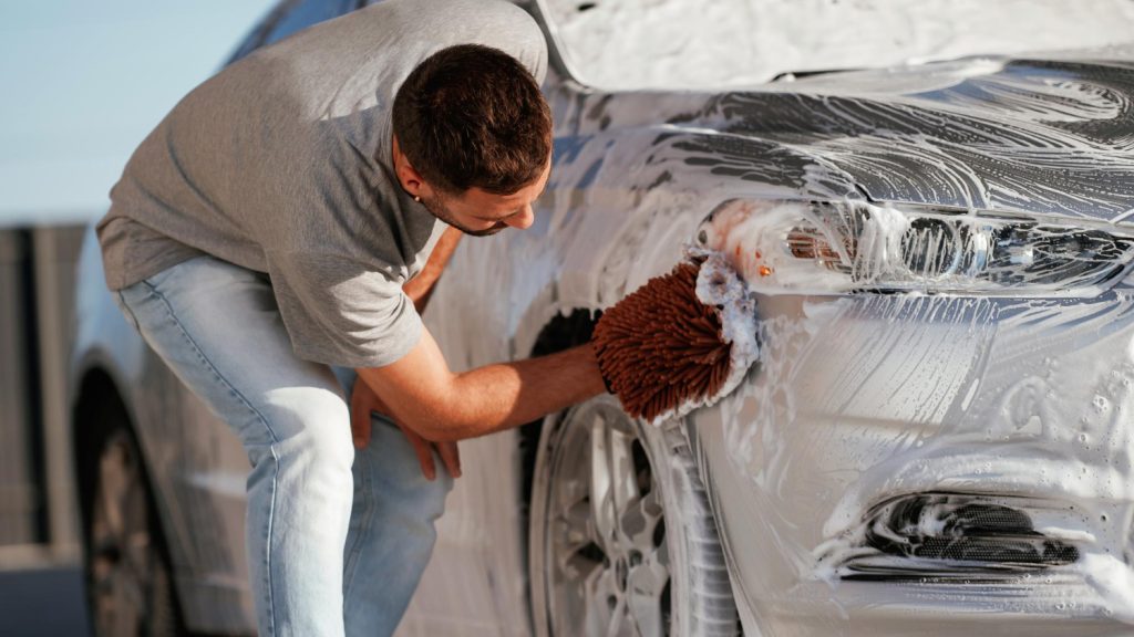 our staff washing car