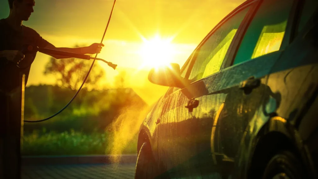 car washing at sunset safer timing
