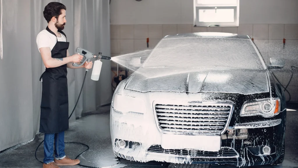 manual car wash cleaning front exterior