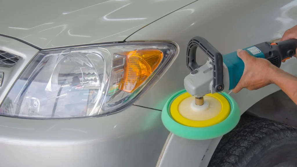 car polishing restoring headlight and paint