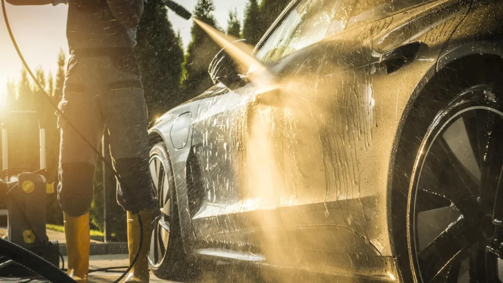 sunlight reflecting during car washing